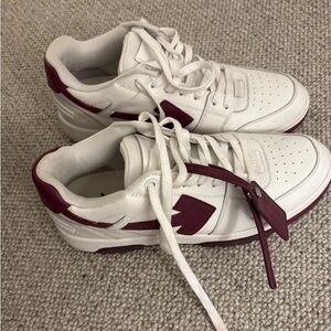 Off-White White & Burgundy Out Of Office Sneakers